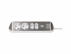 Brennenstuhl estilo Corner 4-way Extension Lead silver/white