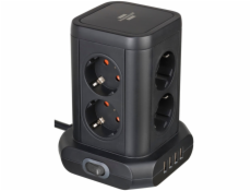 Brennenstuhl Socket Tower 8-fold with 4 USB 2m    black