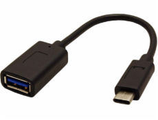 USB USB kábel (3.1), USB A F-USB CM, 0,15 m, okrúhly, čierny, plastový sáčok, OTG kábel
