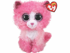 Maskot kočky TY, růžový, s kudrnatými vlasy Reagan, 24 cm