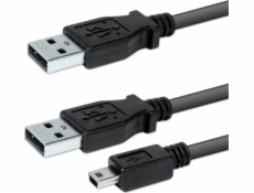 Kábel USB Logo Kábel USB (2.0), USB A 2x M - USB mini M (5 pin), 0.6m, czarny, Logo, blister