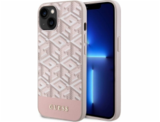 Guess PU G Cube MagSafe Kompatibilní Zadní Kryt pro iPhone 14 růžový Nové
