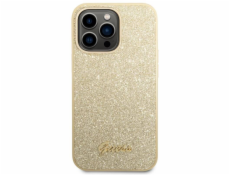 Guess PC/TPU Glitter Flakes Metal Logo Zadní Kryt pro iPhone 14 Pro Max Gold Nové