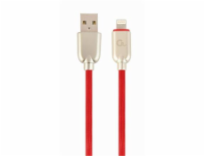 Gembird nabíjecí kabel Lightning 8-pin (M) na USB 2.0 (M), prémiový, gumovo - opletený, 2 m, červený