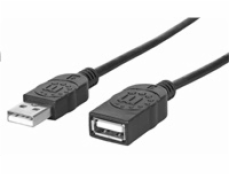 Manhattan USB kabel, USB 2.0, Male na Female, 480 Mbps, 1m, černá