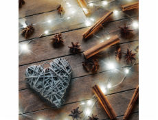 Solight vánoční řetěz stříbrný, 50x mini LED, 5m, 3 x AA, studené světlo - 1V56-W