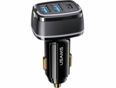 Usams USAMS Charger Lod. sama. 2xUSB+1xUSB-C C24 80W (pouze hlava) Rychlé nabíjení černá/černá CC126TC01 (US-CC126)