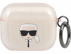 Karl Lagerfeld pouzdro Karl Lagerfeld KLA3UKHGD kryt Apple AirPods 3 zlato/zlatý Glitter Karl`s Head