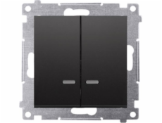 Kontakt-Simon Simon 54 Svíčkový vypínač s LED podsvícením a IP44 verze (modul) 10AX 250V rychlospojky, matná černá s vložkou DU1W DW5BL.01/49