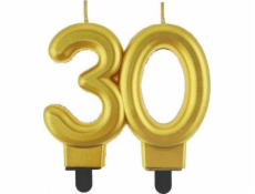GoDan Number svíčka 30 Beauty&Charm metalická zlatá 8cm