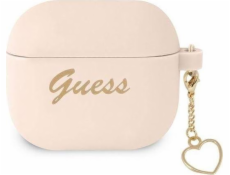 Pouzdro Guess Guess GUA3LSCHSP kryt Apple AirPods 3 růžový/růžový Silicon Charm Collection
