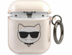 Karl Lagerfeld Ochranné pouzdro KLA2UCHGD Glitter Choupette pro AirPods 1/2 béžové