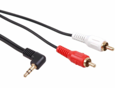 3,5mm úhlový mini jack kabel 2RCA 1m MCTV-824 Black