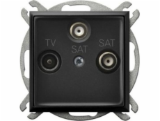 Ospel ARIA RTV-SAT zásuvka se dvěma SAT výstupy, černá metalíza GPA-U2S/m/33