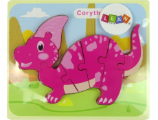 Import leantoys Wooden Puzzle Dinosaur Corythosaurus Pink