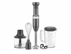 KitchenAid 5KHBV83EDG ruční mixér s příslušenstvím, 180 W, šlehač a sekáček, 1l mixovací nádoba, 6100-11000 RPM, šedý