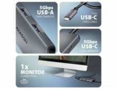 AXAGON HMC-5H8K, USB 5Gbps hub, 2x USB-A, USB-C, HDMI 8k/30Hz, PD 100W, kabel USB-C 15cm