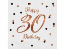 B&C Happy 30 Birthday ubrousky bílé 33x33cm 20 ks