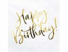 Party Deco Happy Birthday ubrousky bílé - 33 cm - 20 ks univerzální