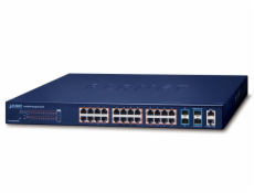 OPRAVENÉ - Planet SGS-5240-24P4X L2/L3 PoE switch, 24x 1GE, 4x 10G SFP+, PoE 802.3at 30/370W, stohování