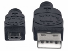 MANHATTAN Kabel propojovací USB 2.0  A Male / Micro-B Male, 1.8m, černý