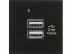 USB x2 zásuvka s nabíječkou pasuje na černé skleněné rámečky MCE728B
