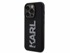 Karl Lagerfeld 3D Rubber Glitter Logo Karl Zadní Kryt pro iPhone 15 Pro Black