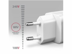 AXAGON ACU-PQ20W, nabíjačka do siete 20W, 2x port (USB-A + USB-C), PD3.0/PPS/QC4+/AFC/Apple, biela
