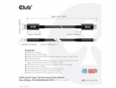 Club3D Kabel USB4 Gen3x2 Typ C 8K60Hz UHD Power Delivery 240W, (M/M), 300cm