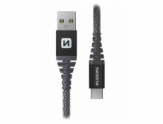 Swissten Datový kabel KEVLAR USB / USB-C 1,5 M ANTRACIT