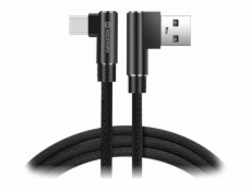 Swissten textilní datový kabel Arcade USB / USB-C 1,2 M /L konektory/ Černý