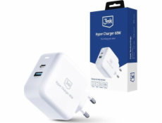 3mk cestovní nabíječka Hyper Charger 68W, GaN, 1x USB-C (PD), 1x USB bílá