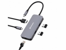 VERBATIM Hub USB-C Pro Multiport 5 Port, 2x USB 3.2, 1x USB-C, HDMI, RJ45, šedá