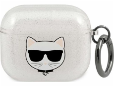 Ochranné puzdro Karl Lagerfeld KLA3UCHGS Glitter Choupette pre AirPods 3 strieborné