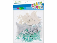 Craft with Fun CF DECORATION DEK EVA STARS SPARKLING 60ST 3IN1 12/288