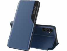 Puzdro Hurtel Eco Leather View Case pre Samsung Galaxy A14 s vyklápacím stojanom, modré