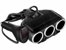 LTC LTC Adaptér CAR FIRE 3 zásuvky + 1 zásuvka USB 3.1A, merač napätia. batérie.