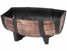Květináč sud plast s dřevěným efektem zlatý 41x29x19 cm