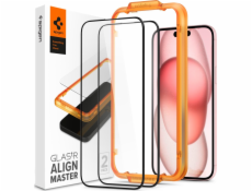 Spigen Glass TR AlignMaster 2 Pack, FC Black - iPhone 15 Plus