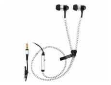 Sluchátka Trevi, ZIP 681 M, špuntová, kabel 1 m, s mikrofonem, klip na uchycení, bílé