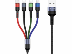 Usams USB-A - USB-C + microUSB + 2x Lightning kabel 0,35 m černý (63754-uniw)