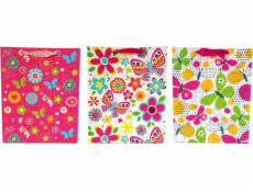 JU-PITER Dárková taška květiny a motýli 1327A 31x42x12cm p12, cena za 1 ks.