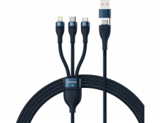 Baseus USB kábel USB-A + USB-C - USB-C + microUSB + Lightning 1,2 m tmavo modrá (CASS030103)