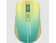 CANYON myš optická bezdrátová MW-44, LED Backlight, 800/1200/1600 dpi, 8 tl, BT+2,4GHz, bat 500mAh, žlutomodrá gradient