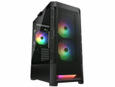 COUGAR Airface RGB Black | PC Case | Mid Tower / Mesh Front Panel / 2 x 140mm ARGB Fans / 1x 120mm ARGB Fan / TG Le