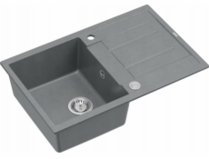 GraniteQ dřez MORGAN 111 GraniteQ stříbrný kamenný dřez se sifonem Push To Open, 1-miska bez prvků z nerezové oceli