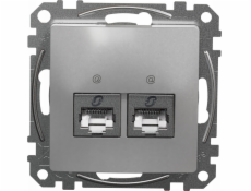 Počítačová zásuvka SCHNEIDERE Double RJ45 Schneider Sedňa Design SDD113462S kategória 6 STP strieborný hliník Design & Elements