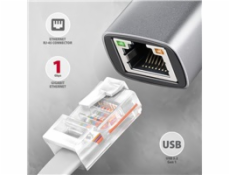AXAGON ADE-TXPD, USB-C 3.2 Gen 1 - Gigabit Ethernet sieťová karta, Asix AX88179, PD 100W, auto inštal