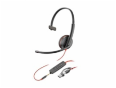 Poly náhlavní souprava Blackwire 3215, 3,5 mm jack + USB-C/A adaptér, mono