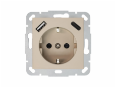 Zásuvka, USB A+C nabíječka Liregus Retro, krémová Zásuvka, USB A+C nabíječka Liregus Retro, krémová
